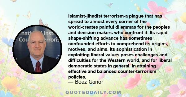 Islamist-jihadist terrorism-a plague that has spread to almost every corner of the world-creates painful dilemmas for the peoples and decision makers who confront it. Its rapid, shape-shifting advance has sometimes