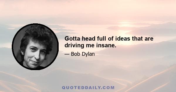 Gotta head full of ideas that are driving me insane.