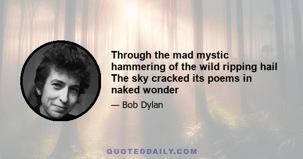 Through the mad mystic hammering of the wild ripping hail The sky cracked its poems in naked wonder