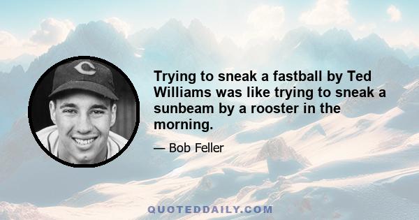 Trying to sneak a fastball by Ted Williams was like trying to sneak a sunbeam by a rooster in the morning.