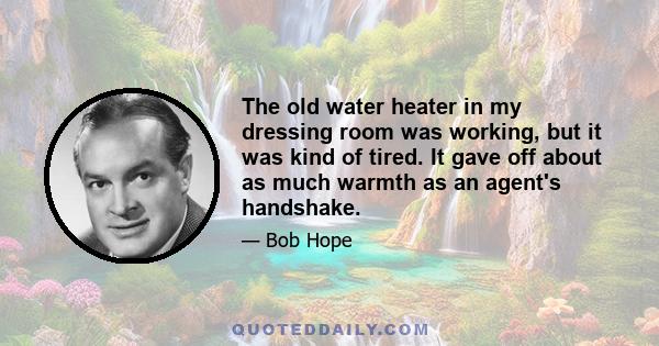 The old water heater in my dressing room was working, but it was kind of tired. It gave off about as much warmth as an agent's handshake.