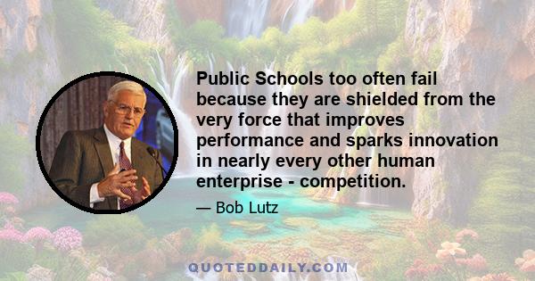 Public Schools too often fail because they are shielded from the very force that improves performance and sparks innovation in nearly every other human enterprise - competition.