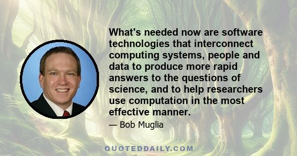 What's needed now are software technologies that interconnect computing systems, people and data to produce more rapid answers to the questions of science, and to help researchers use computation in the most effective