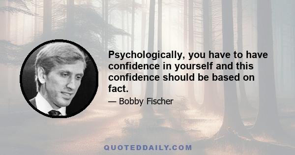 Psychologically, you have to have confidence in yourself and this confidence should be based on fact.