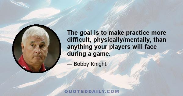 The goal is to make practice more difficult, physically/mentally, than anything your players will face during a game.