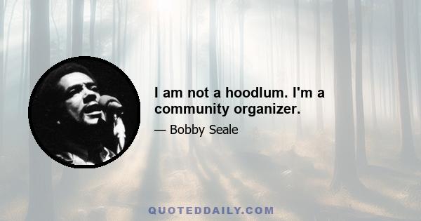 I am not a hoodlum. I'm a community organizer.