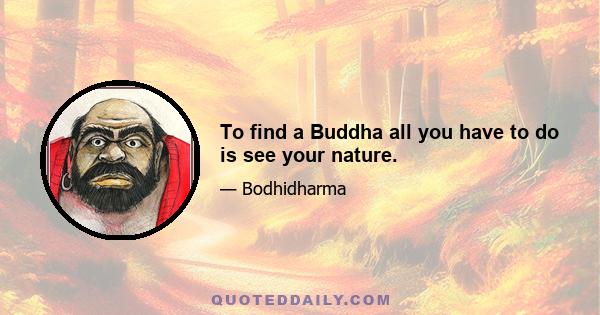 To find a Buddha all you have to do is see your nature.