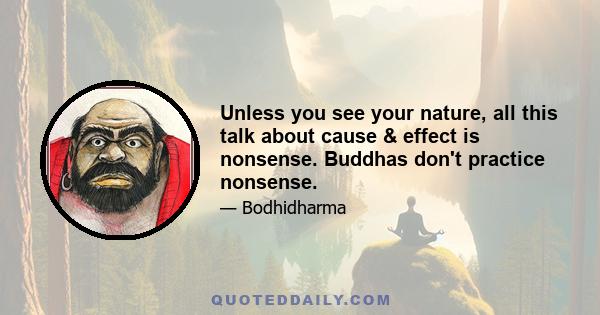 Unless you see your nature, all this talk about cause & effect is nonsense. Buddhas don't practice nonsense.