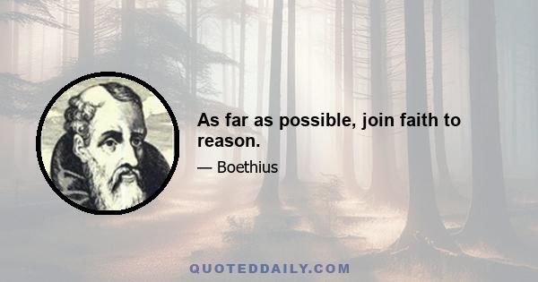 As far as possible, join faith to reason.