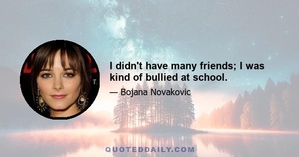 I didn't have many friends; I was kind of bullied at school.