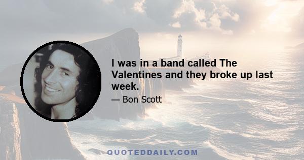 I was in a band called The Valentines and they broke up last week.