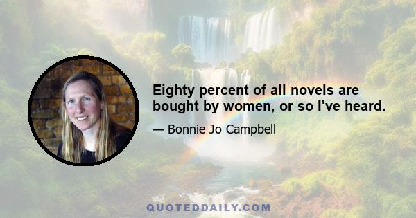 Eighty percent of all novels are bought by women, or so I've heard.