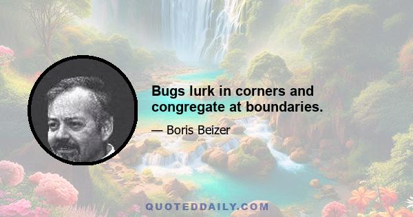 Bugs lurk in corners and congregate at boundaries.