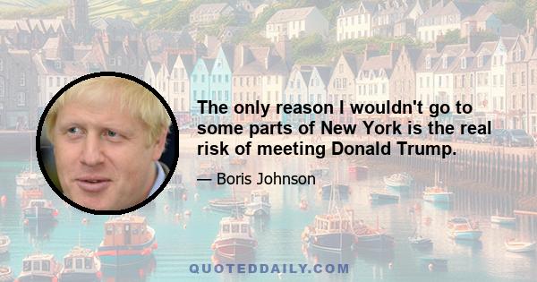 The only reason I wouldn't go to some parts of New York is the real risk of meeting Donald Trump.