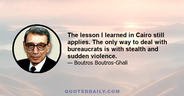 The lesson I learned in Cairo still applies. The only way to deal with bureaucrats is with stealth and sudden violence.