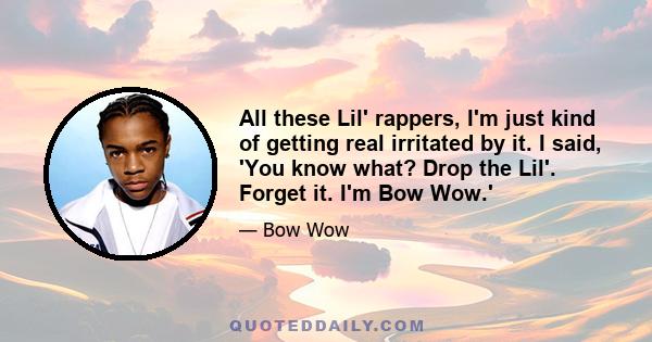 All these Lil' rappers, I'm just kind of getting real irritated by it. I said, 'You know what? Drop the Lil'. Forget it. I'm Bow Wow.'