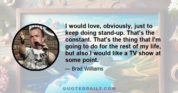 I would love, obviously, just to keep doing stand-up. That's the constant. That's the thing that I'm going to do for the rest of my life, but also I would like a TV show at some point.