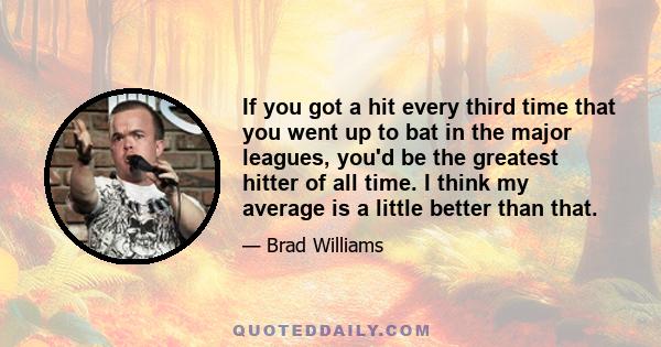 If you got a hit every third time that you went up to bat in the major leagues, you'd be the greatest hitter of all time. I think my average is a little better than that.