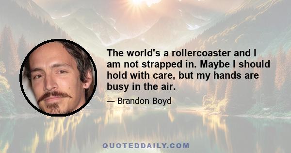 The world's a rollercoaster and I am not strapped in. Maybe I should hold with care, but my hands are busy in the air.