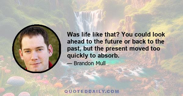 Was life like that? You could look ahead to the future or back to the past, but the present moved too quickly to absorb.