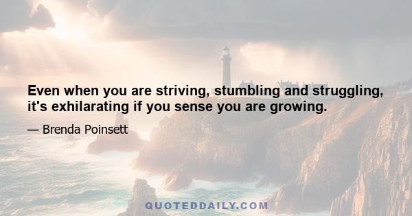 Even when you are striving, stumbling and struggling, it's exhilarating if you sense you are growing.