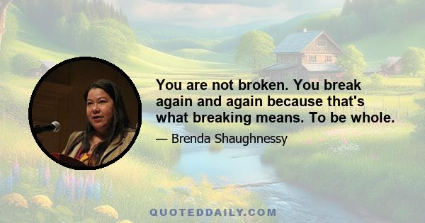 You are not broken. You break again and again because that's what breaking means. To be whole.