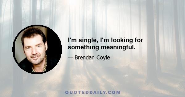 I'm single, I'm looking for something meaningful.