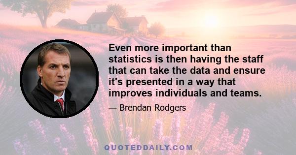 Even more important than statistics is then having the staff that can take the data and ensure it's presented in a way that improves individuals and teams.