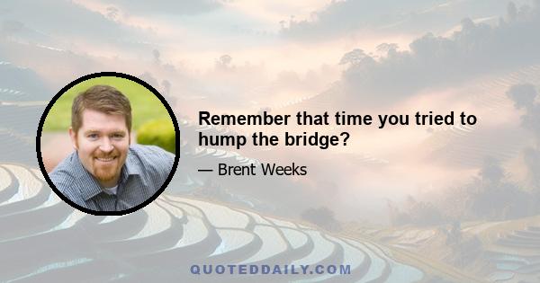 Remember that time you tried to hump the bridge?