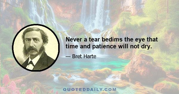 Never a tear bedims the eye that time and patience will not dry.