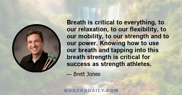 Breath is critical to everything, to our relaxation, to our flexibility, to our mobility, to our strength and to our power. Knowing how to use our breath and tapping into this breath strength is critical for success as