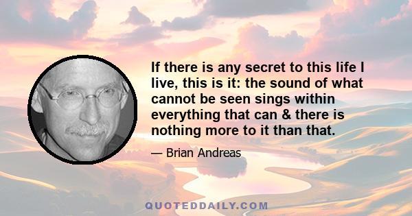 If there is any secret to this life I live, this is it: the sound of what cannot be seen sings within everything that can & there is nothing more to it than that.