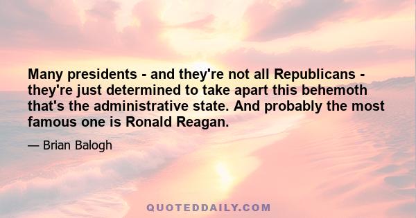 Many presidents - and they're not all Republicans - they're just determined to take apart this behemoth that's the administrative state. And probably the most famous one is Ronald Reagan.