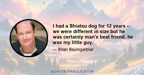 I had a Shiatsu dog for 12 years - we were different in size but he was certainly man's best friend, he was my little guy.