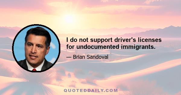 I do not support driver's licenses for undocumented immigrants.