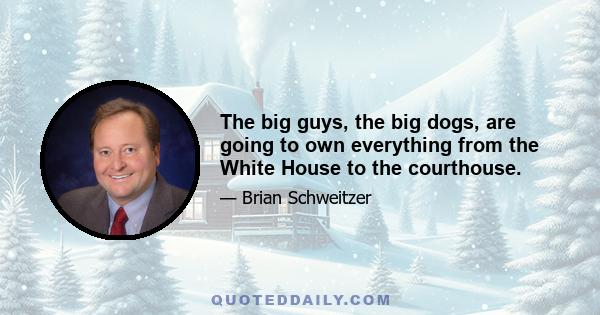 The big guys, the big dogs, are going to own everything from the White House to the courthouse.