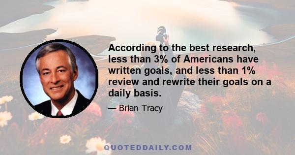 According to the best research, less than 3% of Americans have written goals, and less than 1% review and rewrite their goals on a daily basis.