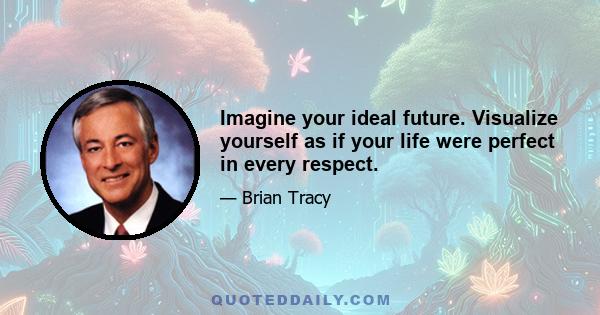 Imagine your ideal future. Visualize yourself as if your life were perfect in every respect.