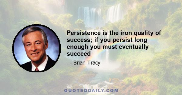 Persistence is the iron quality of success; if you persist long enough you must eventually succeed