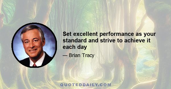 Set excellent performance as your standard and strive to achieve it each day