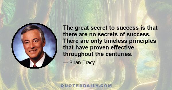 The great secret to success is that there are no secrets of success. There are only timeless principles that have proven effective throughout the centuries.