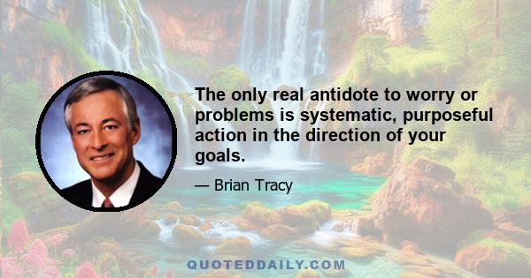 The only real antidote to worry or problems is systematic, purposeful action in the direction of your goals.