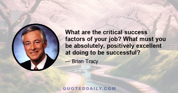 What are the critical success factors of your job? What must you be absolutely, positively excellent at doing to be successful?