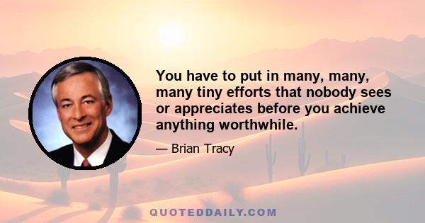 You have to put in many, many, many tiny efforts that nobody sees or appreciates before you achieve anything worthwhile.