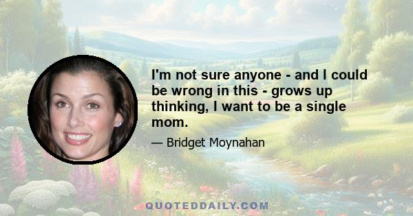 I'm not sure anyone - and I could be wrong in this - grows up thinking, I want to be a single mom.