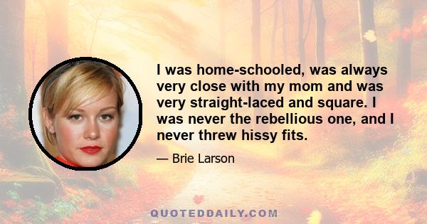 I was home-schooled, was always very close with my mom and was very straight-laced and square. I was never the rebellious one, and I never threw hissy fits.