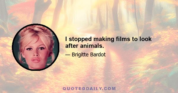 I stopped making films to look after animals.