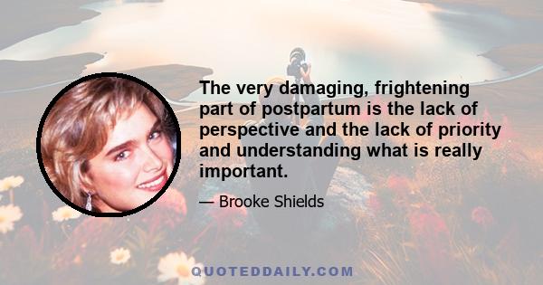 The very damaging, frightening part of postpartum is the lack of perspective and the lack of priority and understanding what is really important.