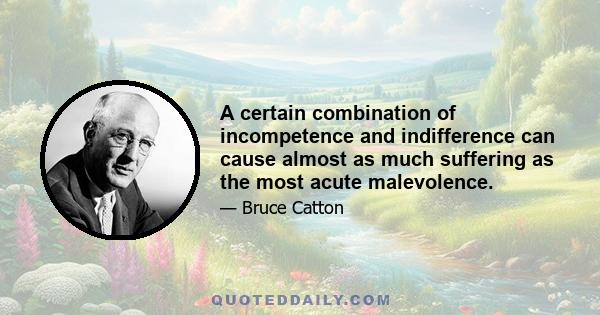 A certain combination of incompetence and indifference can cause almost as much suffering as the most acute malevolence.