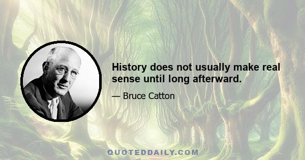 History does not usually make real sense until long afterward.